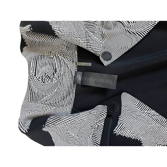 Norma Kamali Black White Rose Print Drape Open Front Kimono Coat Jacket Small - Picture 4 of 9